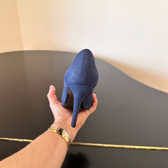 Chanel Authentic Vintage Retro LUXURY CLASSIC RARE Dark Blue Suede Pumps/Shoes - Picture 16 of 17